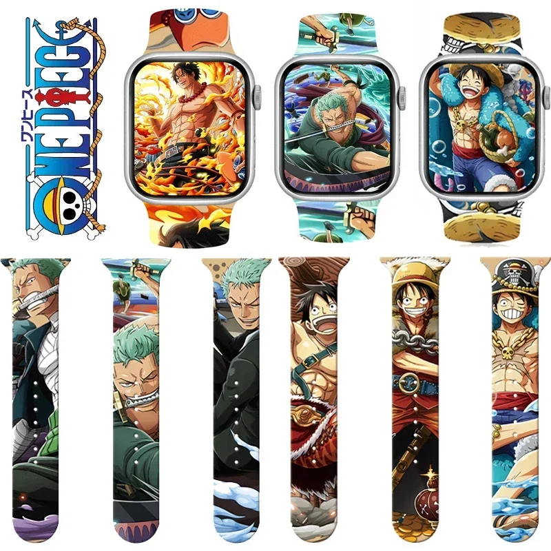 One Piece Luffy Band for Apple Watch 42mm 44mm 45mm 49mm 38mm 40mm 41mm Silicone Sport Solo Loop Strap for IWatch Series 8 7 6 5