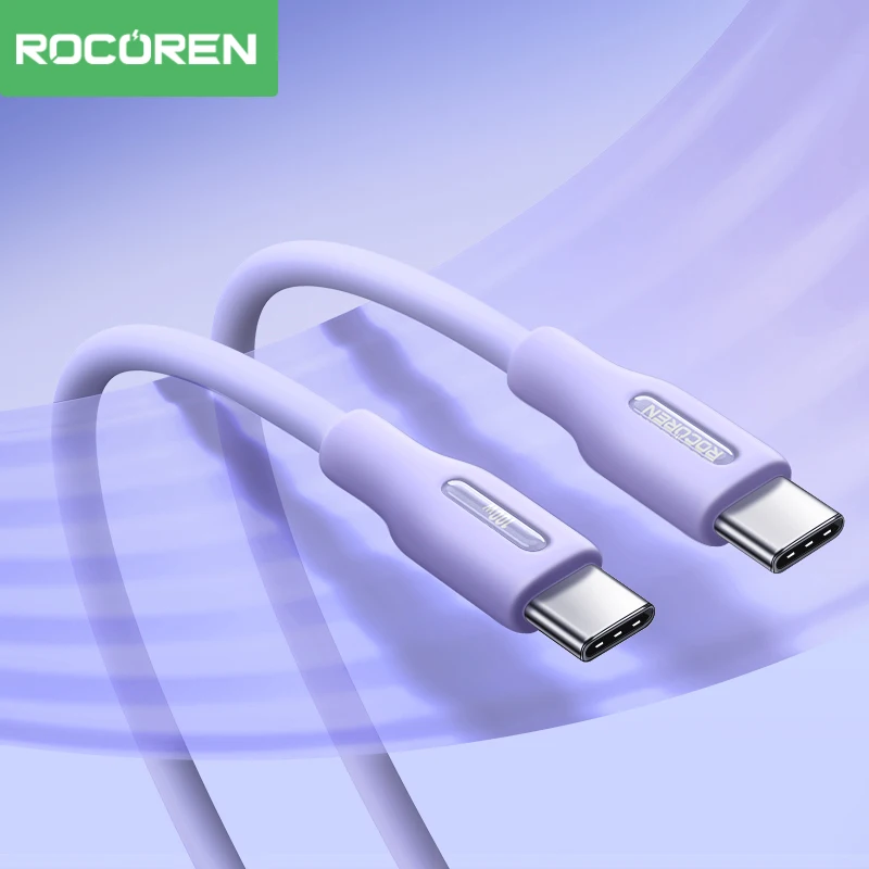 Rocoren PD 100W USB C to Type C Fast Charging Charger Cable Type-C Cord Quick Charging For iPhone 15 Samsung Laptop MacBook iPad