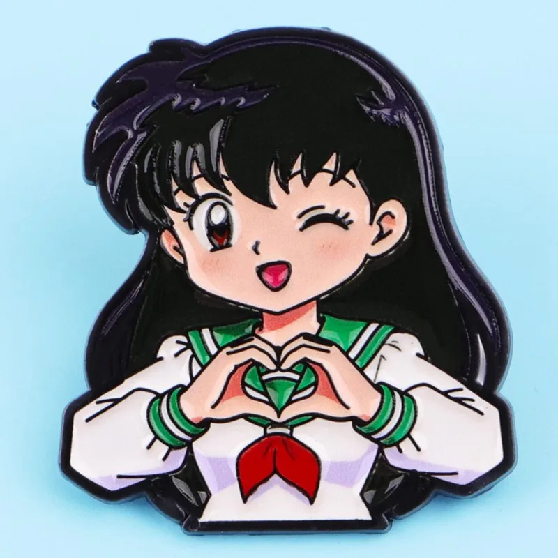 Cute Wolf Ear Fantasy Character Heart Gesture Enamel Pins Anime Figure Lapel Brooch Backpack Hat Clothes Daily Outfit Decor view 4