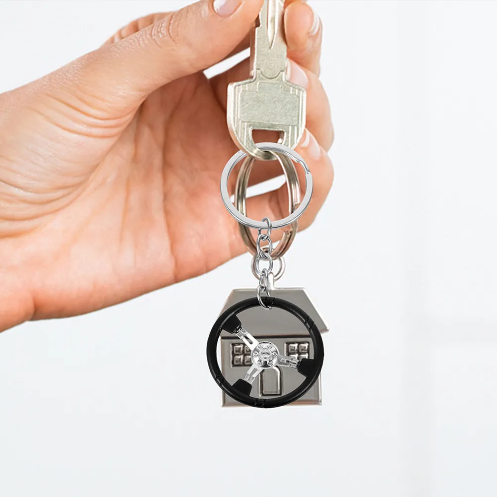 4pcs Racing Steering Wheel Keychain – Zinc Alloy Car Key Holder, Creative Key Ring Accessory for Men & Women