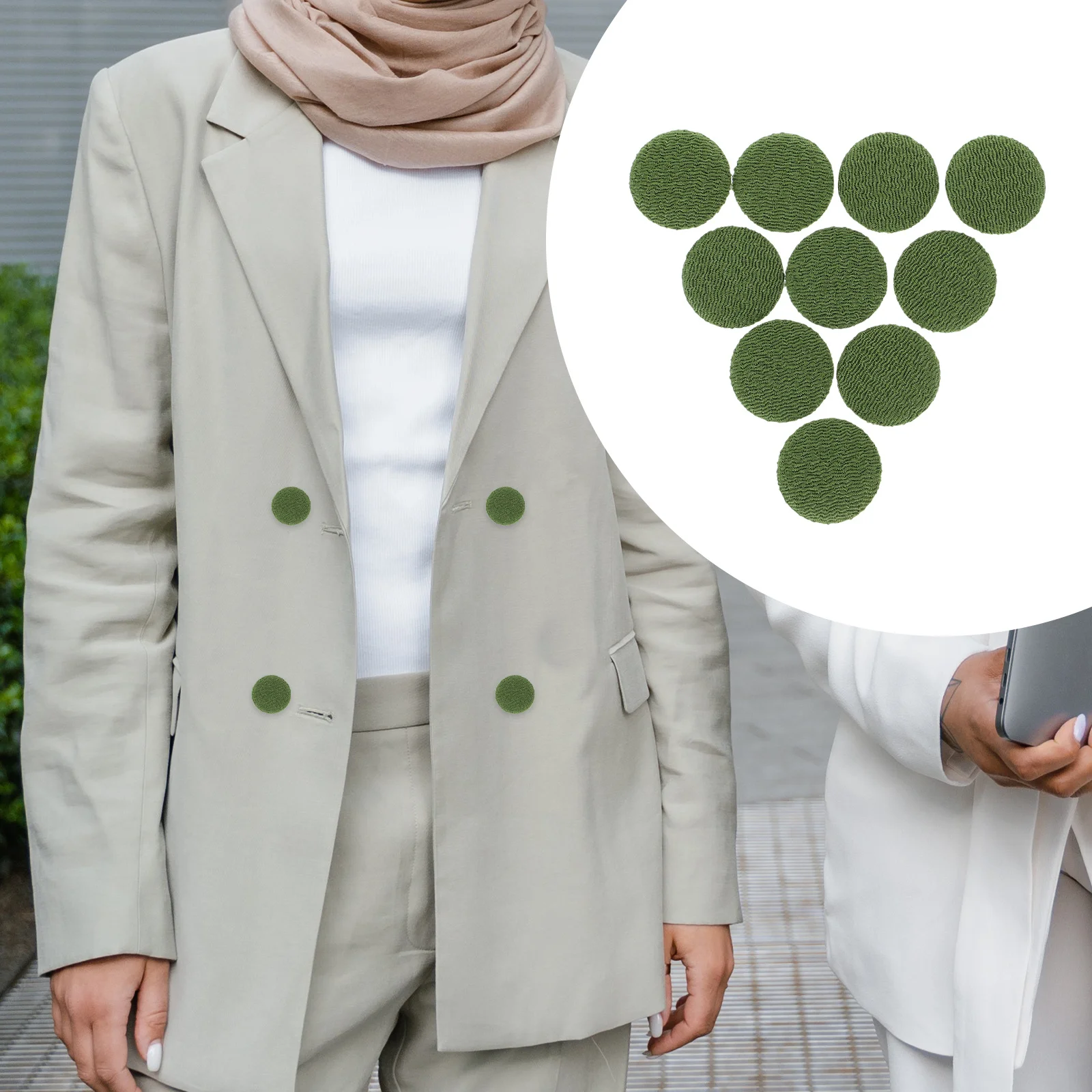 

10Pcs Durable DIY Round Fabric Sewing Buttons Clothes Accessories Lightweight Decorative Replacement for Coats Bags