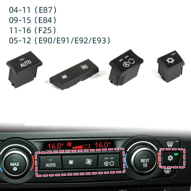 Car Button Switch for BMW E87 E90 E84 F25 Auto AC Internal Circulation Snowflake Air Volume Button