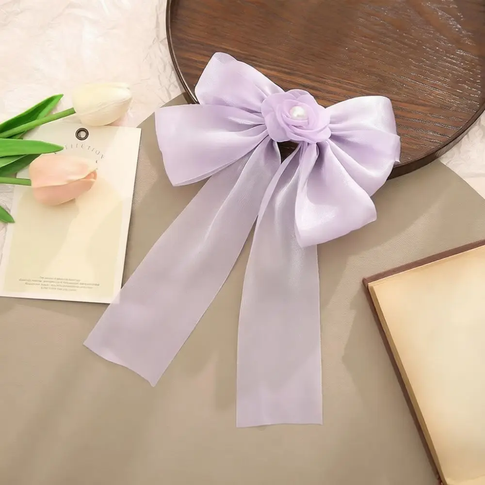 Vintage Chiffon Hair Clip Trendy Ribbon Spring Barrette Elegant Hairpin For Women Daily And Party Hair Decoration Tool