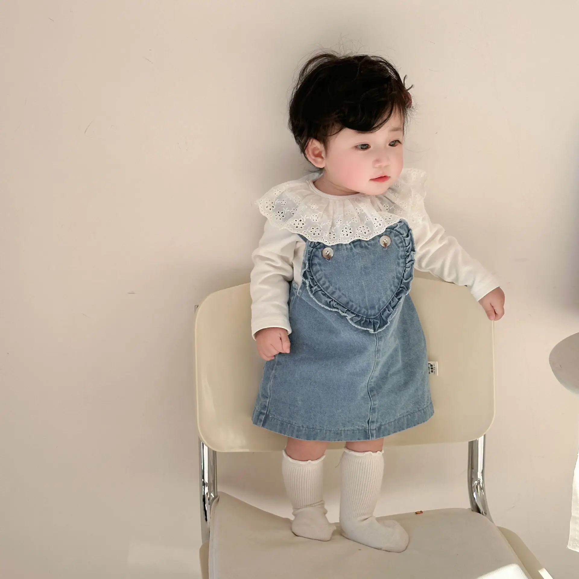 2024 Spring New Baby Girl Sleeveless Denim Strap Dress Infant Cute Sweet Princess Dress Girls Casual Vest Dress Toddler Clothes