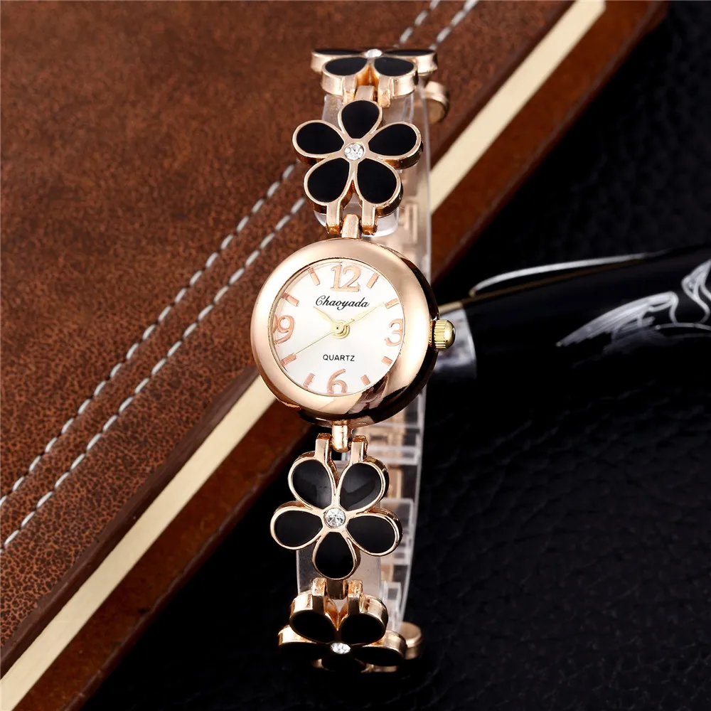 Fashion Casual Flower Quartz Watches Women Luxury Metal Ladies Watch Top Brand Sweet Women Bracelet Clock Gift Relogio Feminino