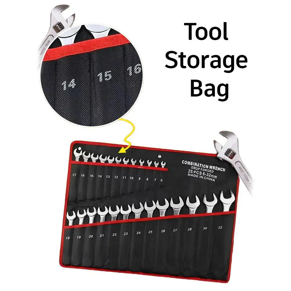 14/25 Fächer Schraubenschlüssel-Aufbewahrungstasche, tragbare, robuste Schraubenschlüssel-Organizer-Tasche, 6-32 mm Kombinationsschlüsselhalter Werkzeugtasche – Detail 5