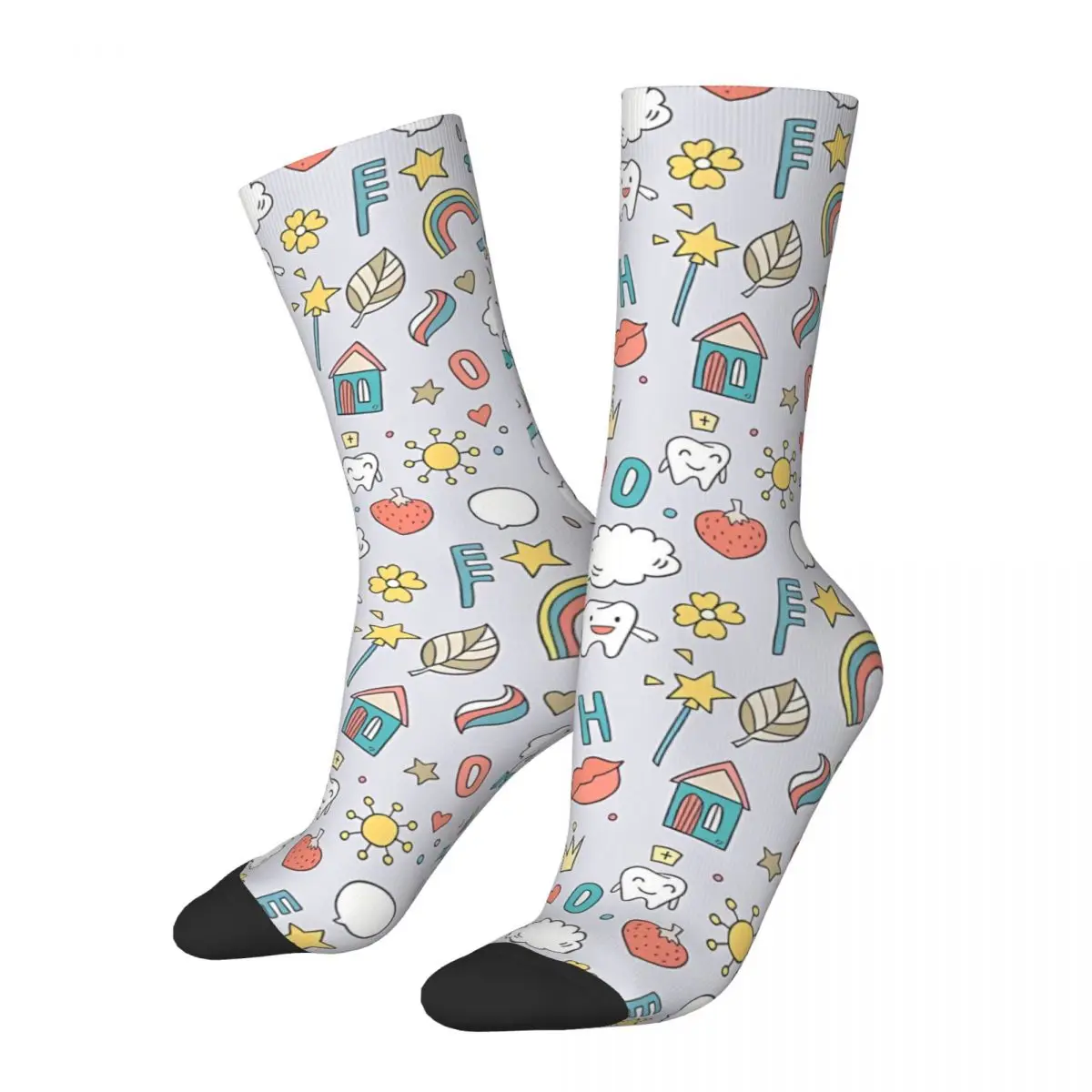 Cute Pattern With Fairy Magic Teeth Socks Shopping 3D Print Boy Girls Mid-calf Sock