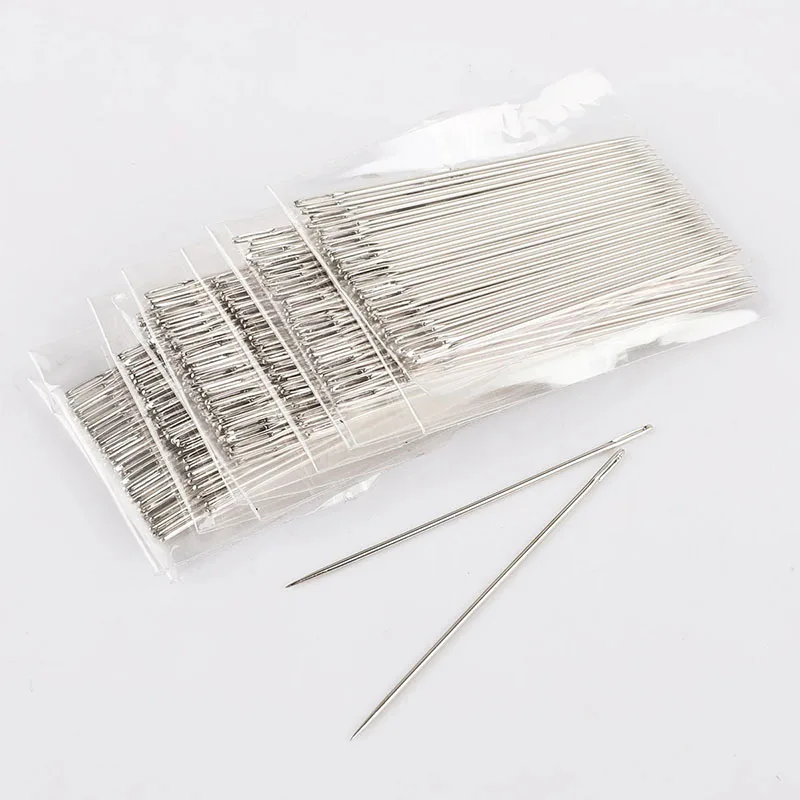 Aço inoxidável Mão Costura Agulhas, tricô Pins, Grande Eye Tools Set, Home DIY Crafts, Acessórios de costura domésticos, 25Pcs por saco