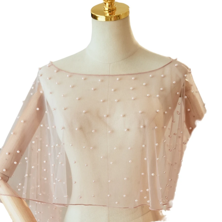 Aksesori pernikahan keluaran baru jubah pengantin Bolero jubah pengantin mutiara jubah pernikahan pendek depan belakang panjang wanita syal bungkus malam