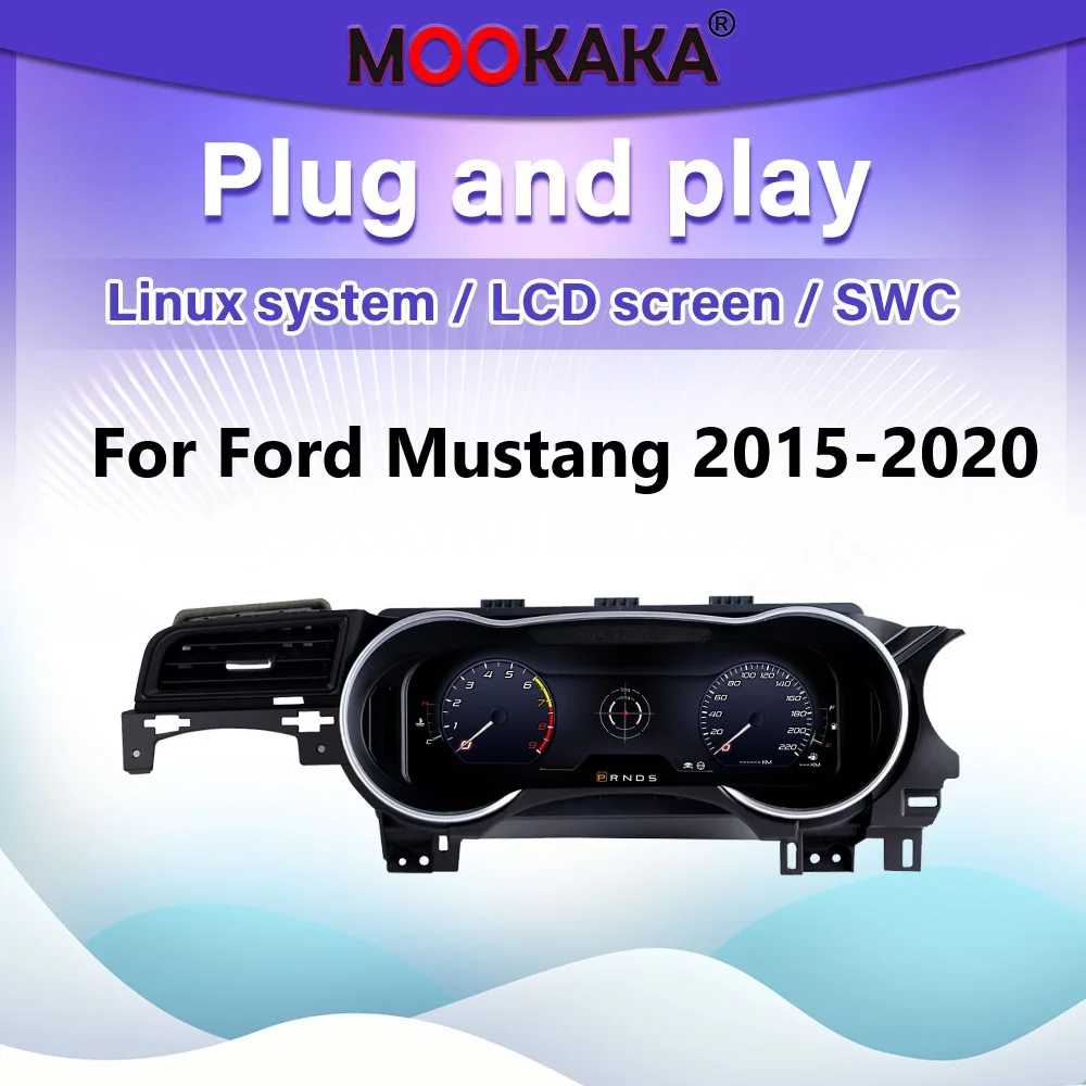 

12.3'' Car LCD Digital Cluster For Ford Mustang 2015-2020 Virtual Cockpit Dashboard Instrument Panel Speedometer Auto Spare Part