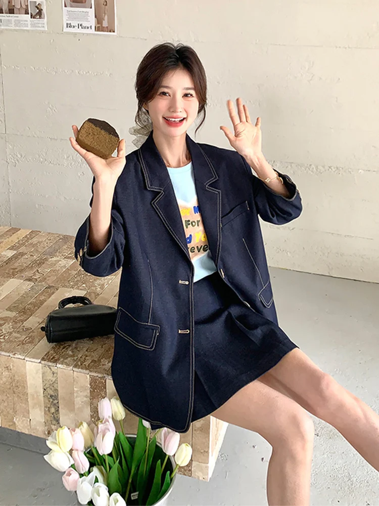 

Новый комплект из двух предметов: юбка и пиджак в стиле преппи для женщин, ранняя весна-осень 2026, укороченный размер, суперпопулярный, омолаживающий эффект