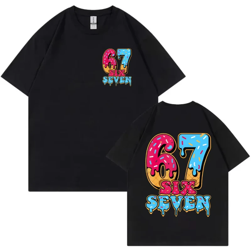 Lustige Sechs Sieben 67 Meme T-shirts Männer Frauen Kleidung Harajuku Y2k Mode T-shirt Sommer Hohe Qualität Baumwolle Übergroßen T Shirts