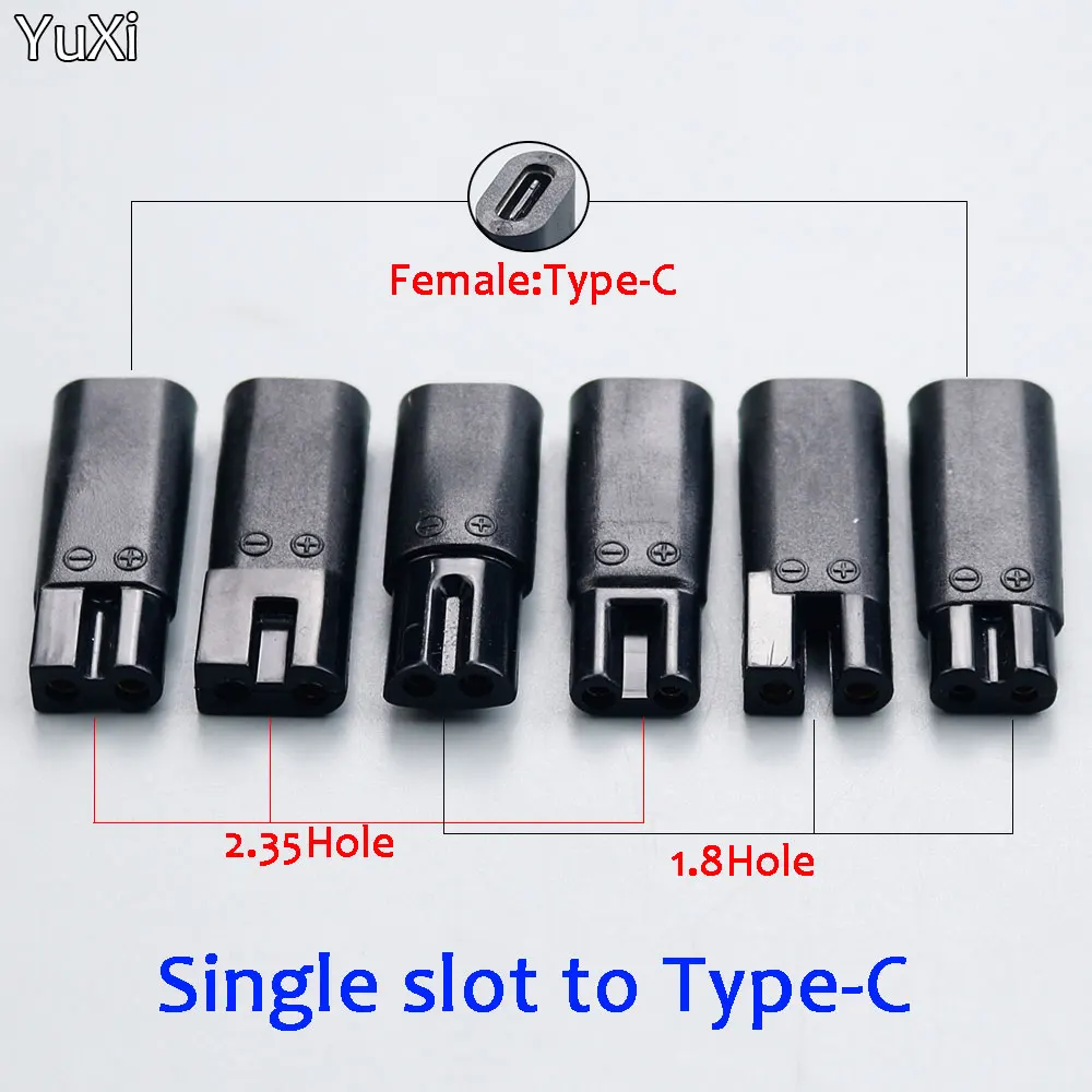 

1PCS Type-C Female to Charging Adapter Suitable 2.35 Holes 1.8 Holes For Shaver Pentium Hair Clipper Two Hole Adapter Shaving