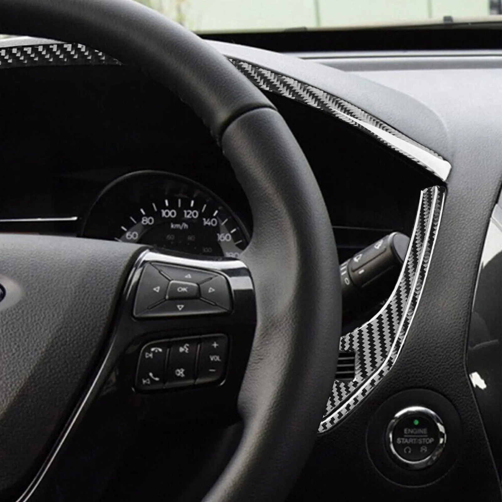 لفورد اكسبلورر 2011-2014 تعديل ألياف الكربون عجلة توجيه سيارة والعتاد لوحة الباب الداخلية مجموعة كاملة ملصقات الزخرفية #6