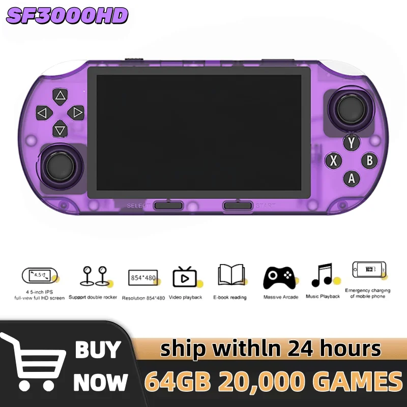 SF3000HD ريترو وحدة تحكم ألعاب فيديو محمولة نظام لينكس 4.5 بوصة 854*480 IPS شاشة 3000mAh ألعاب مشغل الجيب المحمولة SF3000