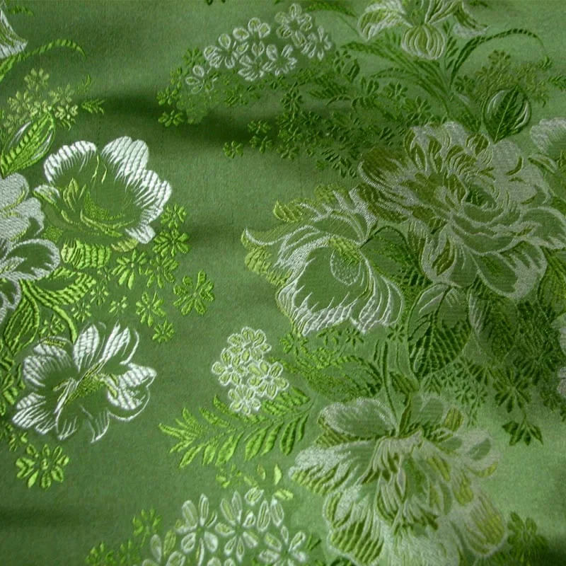 Akika green / local color jacquard low-key gentle brocade cloth / silk satin fabric / cheongsam/100CM*75CM