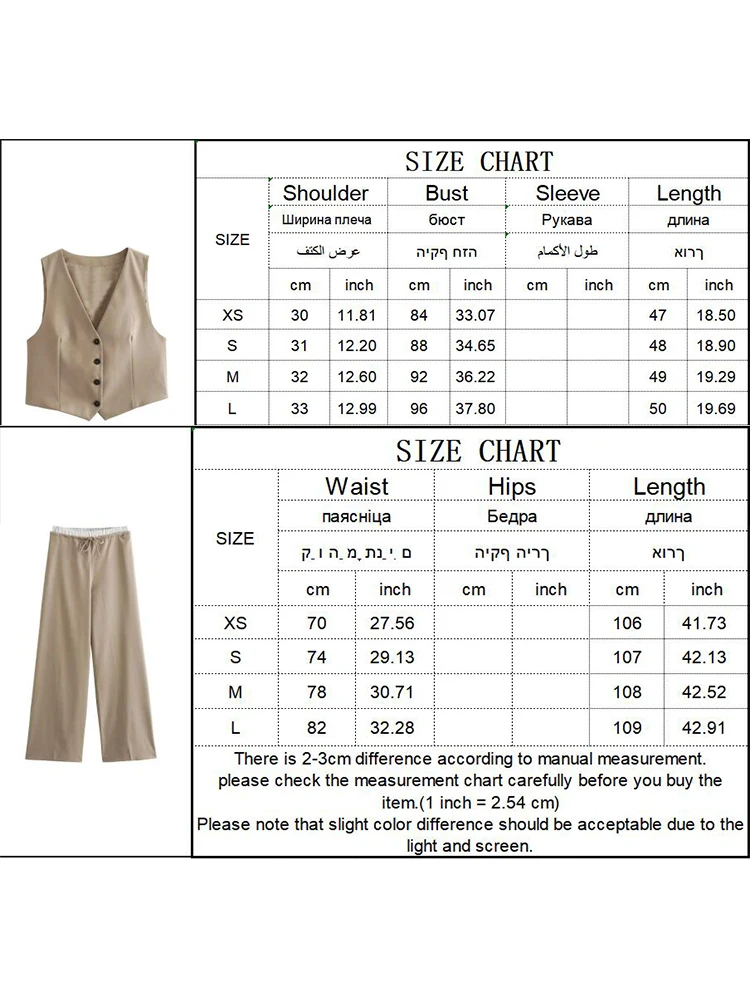 TFMLN Spring Summer Two Piece Set For Women Fashion Single Breasted Tank Top 2024 New In Matching High Waist Wide Pants OL Set