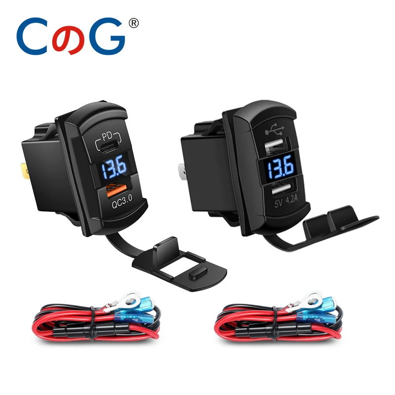 CG Dual Interface USB Rocker Switch Charge Socket LED Digital Voltmeter for Rocker Marine Switch Panel on Boat RV Vehicle