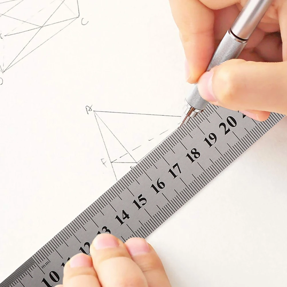 

2Pcs Stainless Steel Ruler Thickened Double Sided Scale Drawing Tool Measurement Aid Professional Use Lightweight