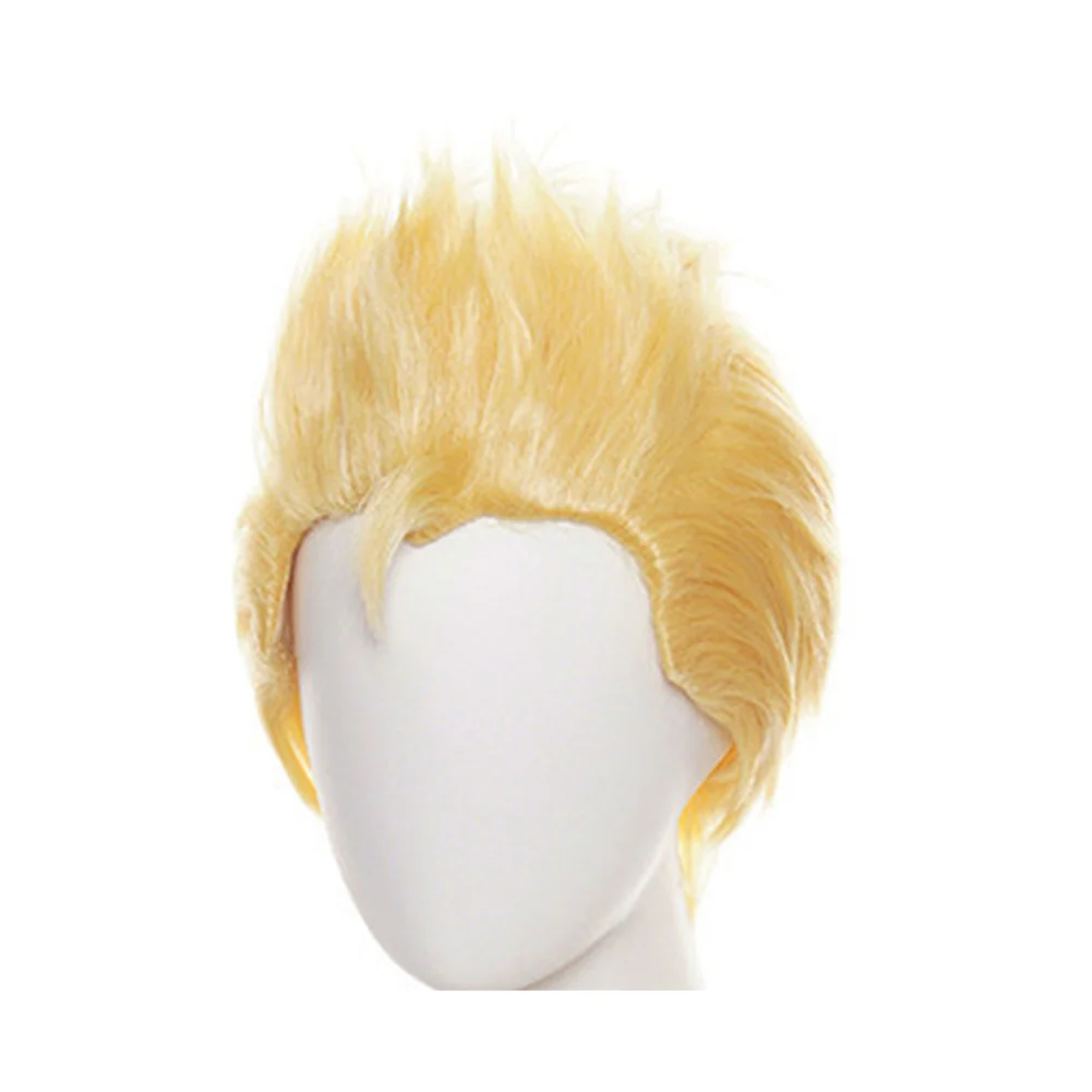 Parrucca Cosplay gialla da uomo resistente al calore capelli sintetici carnevale puntelli per feste di Halloween accessori per costumi per giochi di ruolo per adulti