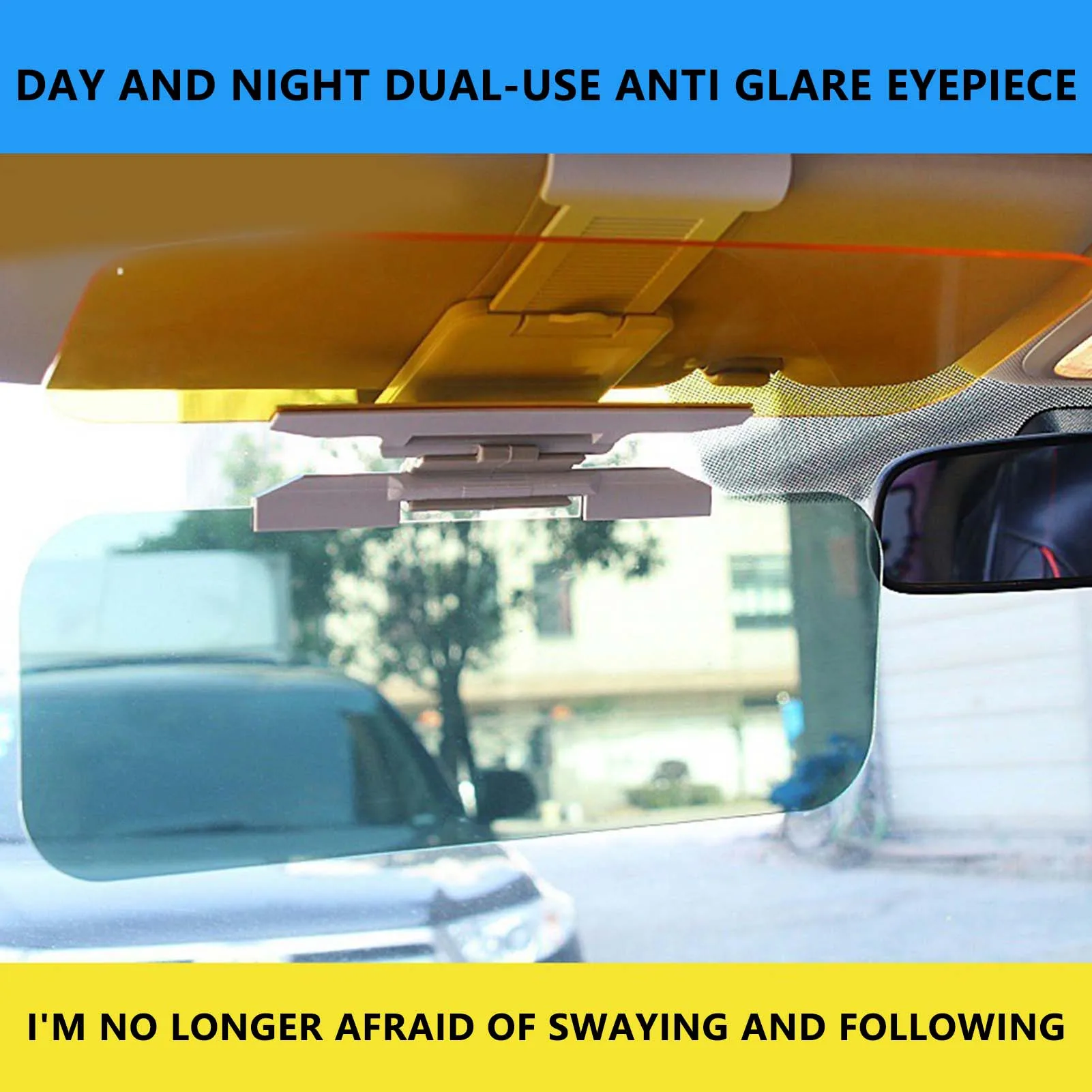 

Day Night Anti Glare Visor Safety Driving Sunshade Mirror Sun Blocker Protect from Glare/UV Ray/Stray Light THJ99