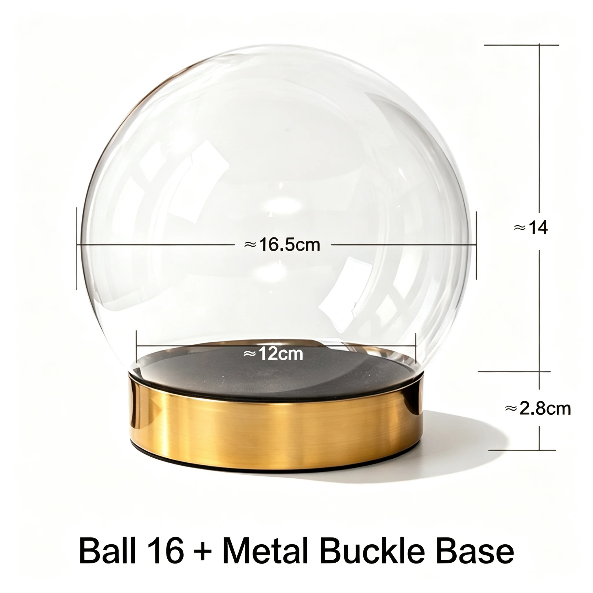 High Borosilicate Glass Snow Globe Dome With Buckle Metal Gold Base Empty Display Cloche For Preserved Flower DIY Craft Gift