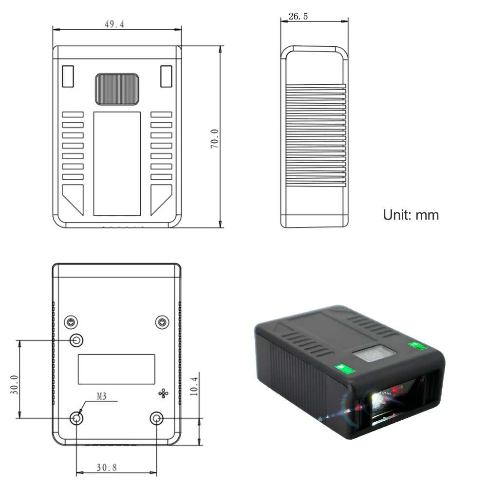 固定式QRコードバーコードスキャナー1D/2D自動スキャンバーコードリーダーモジュール（小売物流セキュリティ用）