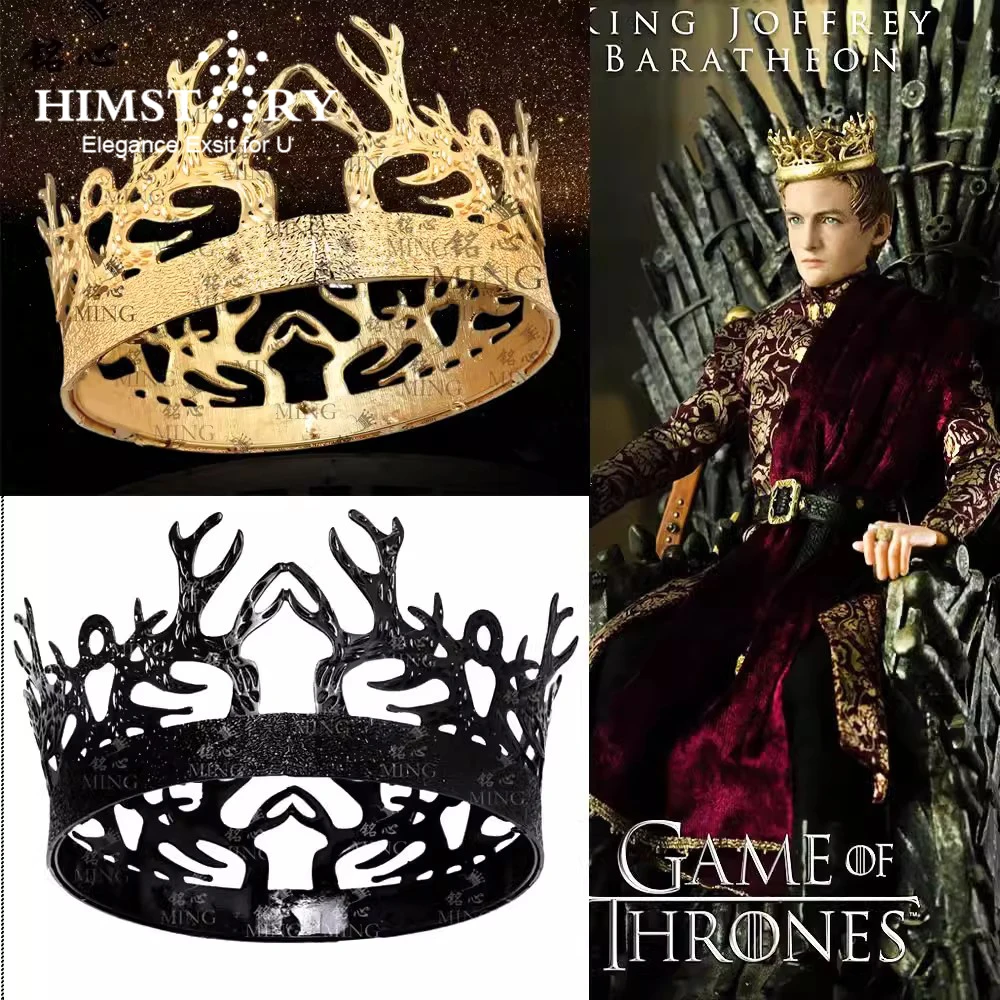 

Game of Thrones Joffrey Byracien Black Hair Crown Men's King Tiaras Pageants Head Accessories Hairwear