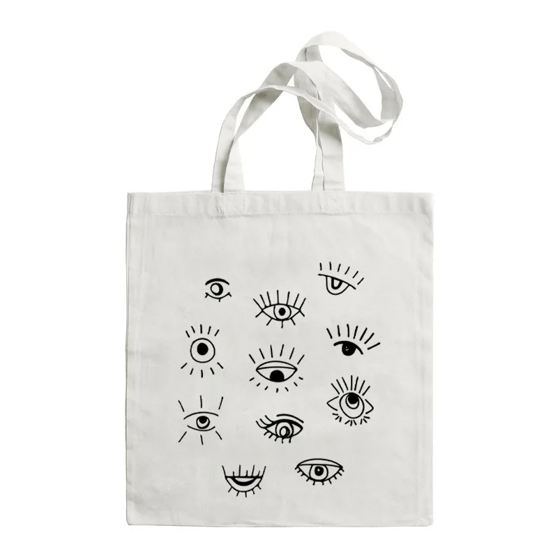 Boho Turkish Evil Eye Pattern Print Canvas Tote Bag Casual Daily Shopping Handbag Practical Gift For All Adults Teens Girls