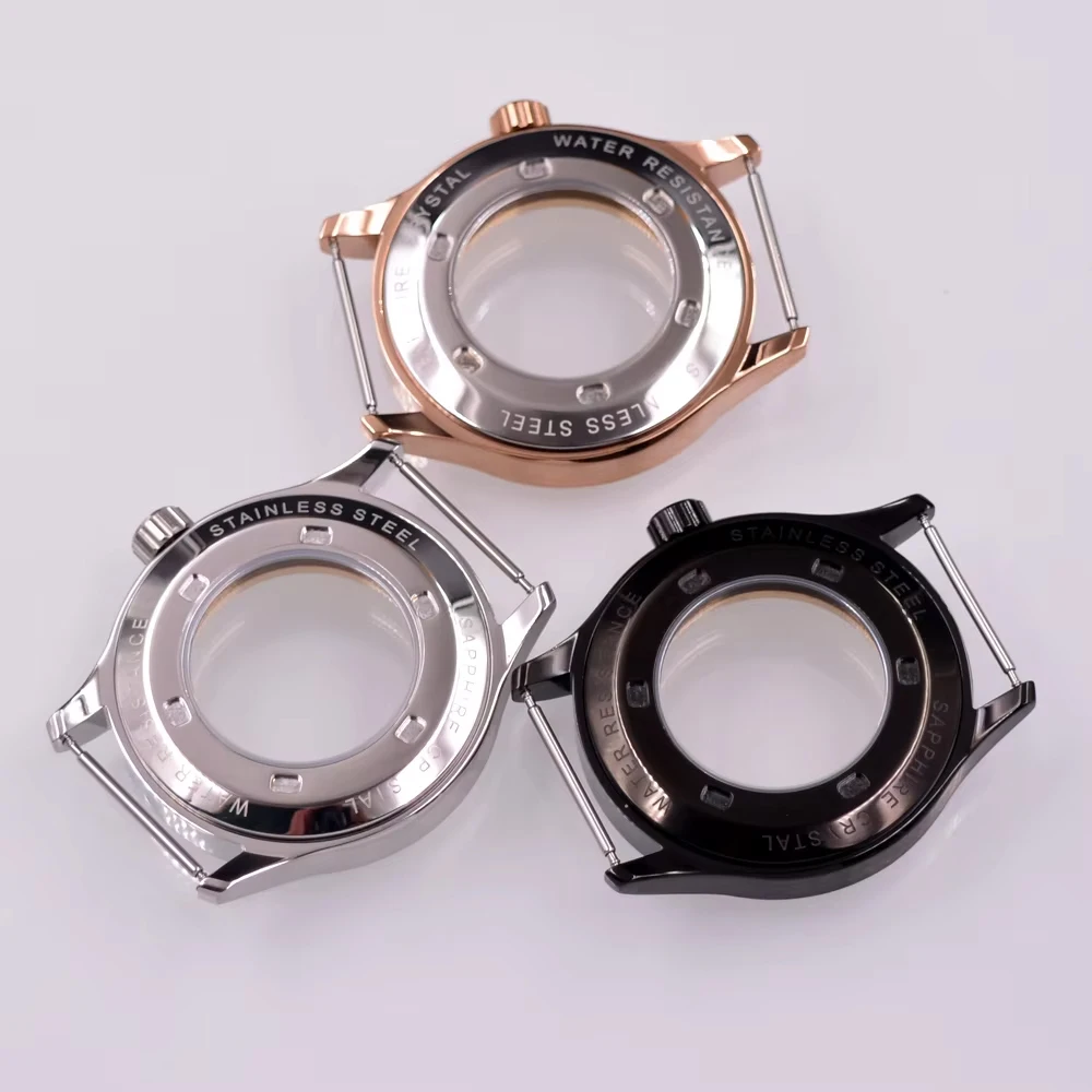 42mm watch case fit ETA 2836 Miyota 8205 8215 821A Mingzhu 2813 3804 movement sapphire glass Case