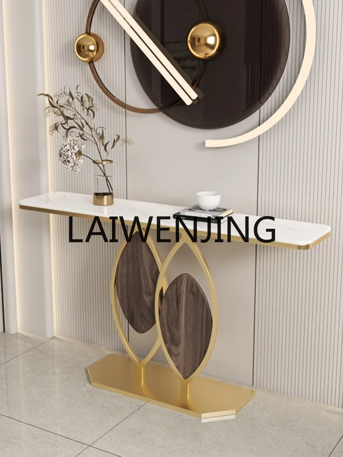 Light luxury marble rock slab entrance table, locker, entry plan, corridor against the wall, narrow table, end view table