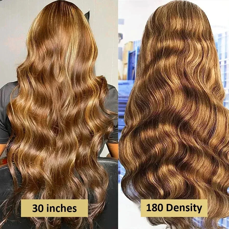 4/27 Hoogtepunt Body Wave Pruik Menselijk haar 13x4 Kant Frontale Pruiken Gekleurd Hoogtepunt Ombre Bruin Menselijk haar 13X6 Kant Frontale Pruik