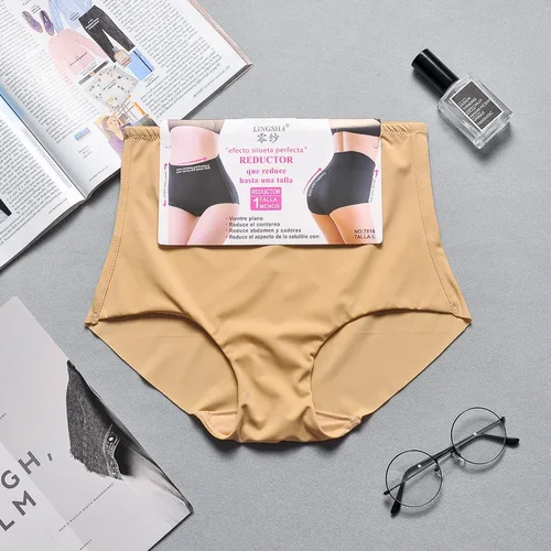 Imagen 2 del producto Ropa interior moldeadora de cuerpo sin costuras para mujer, ropa interior Sexy de seda de hielo, levantador de cadera, bragas moldeadoras adelgazantes, bragas de Control