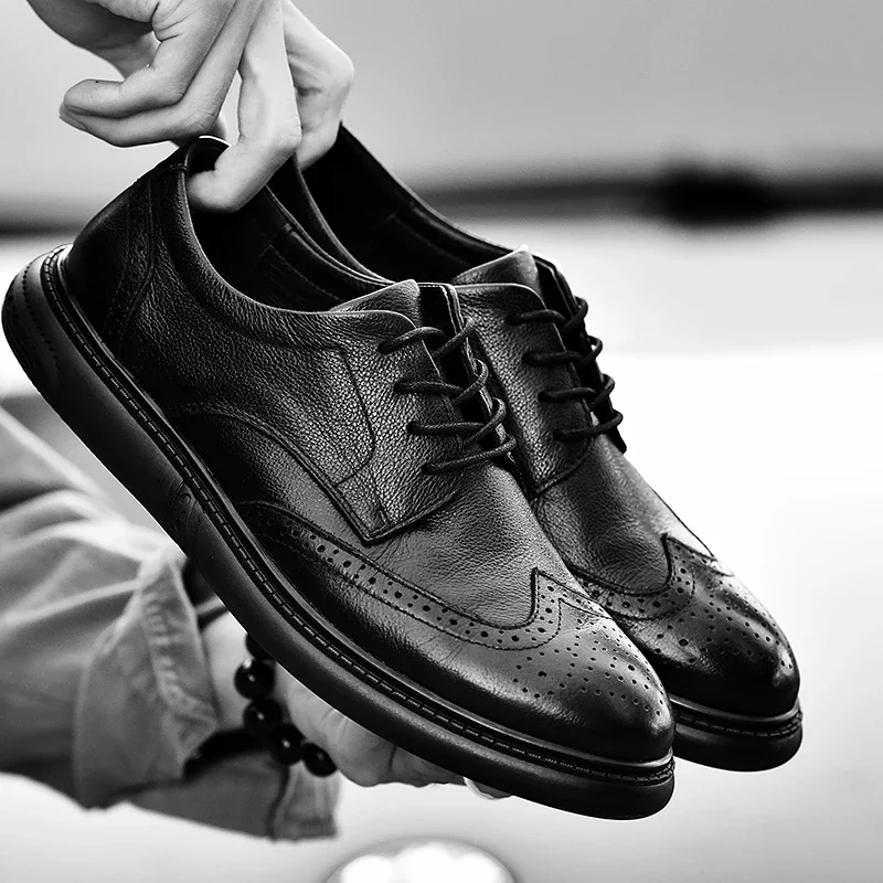 Fashion Mens Casual Shoes Genuine Leather Man Oxford Shoes Luxury Quality Derby Footwear Outdoor Formal Dress Footwear Sneakers
