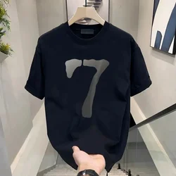 High End Short Sleeved Men's Trendy Round Neck Minimalist Printed Versatile Trendy Casual Top T-shirt WK001