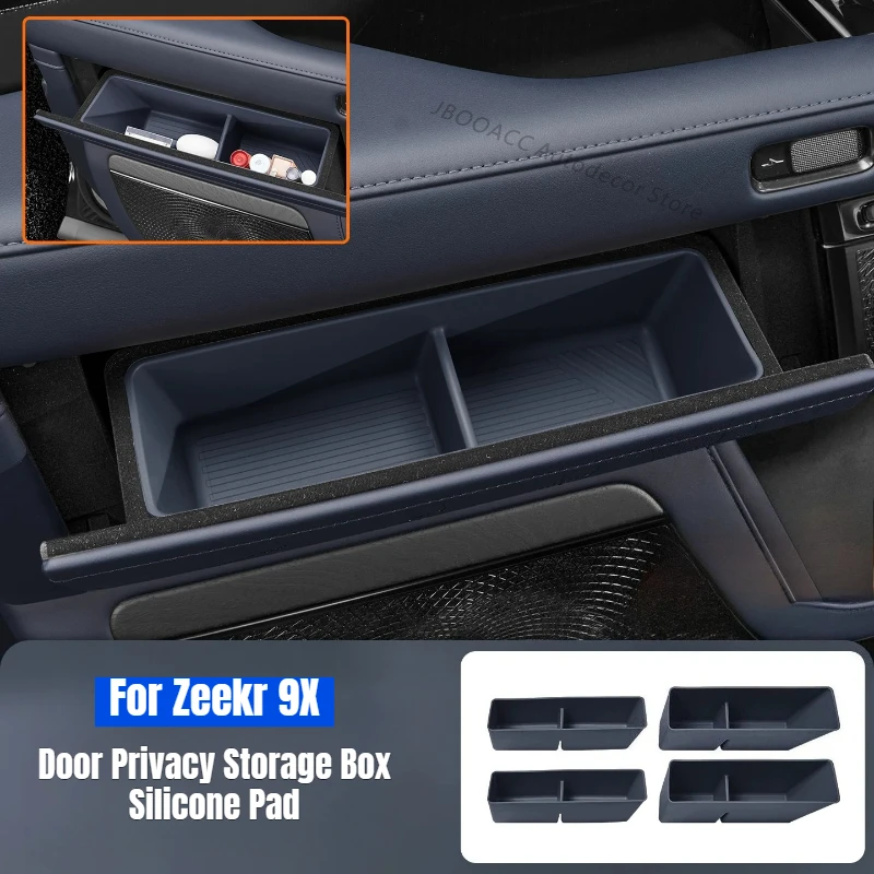 Car Door Side Privacy Storage Box Silicone Pad for Geely ZEEKR 9X 2025 2026 Door Slot Dustproof Pocket Organizer Case Protection