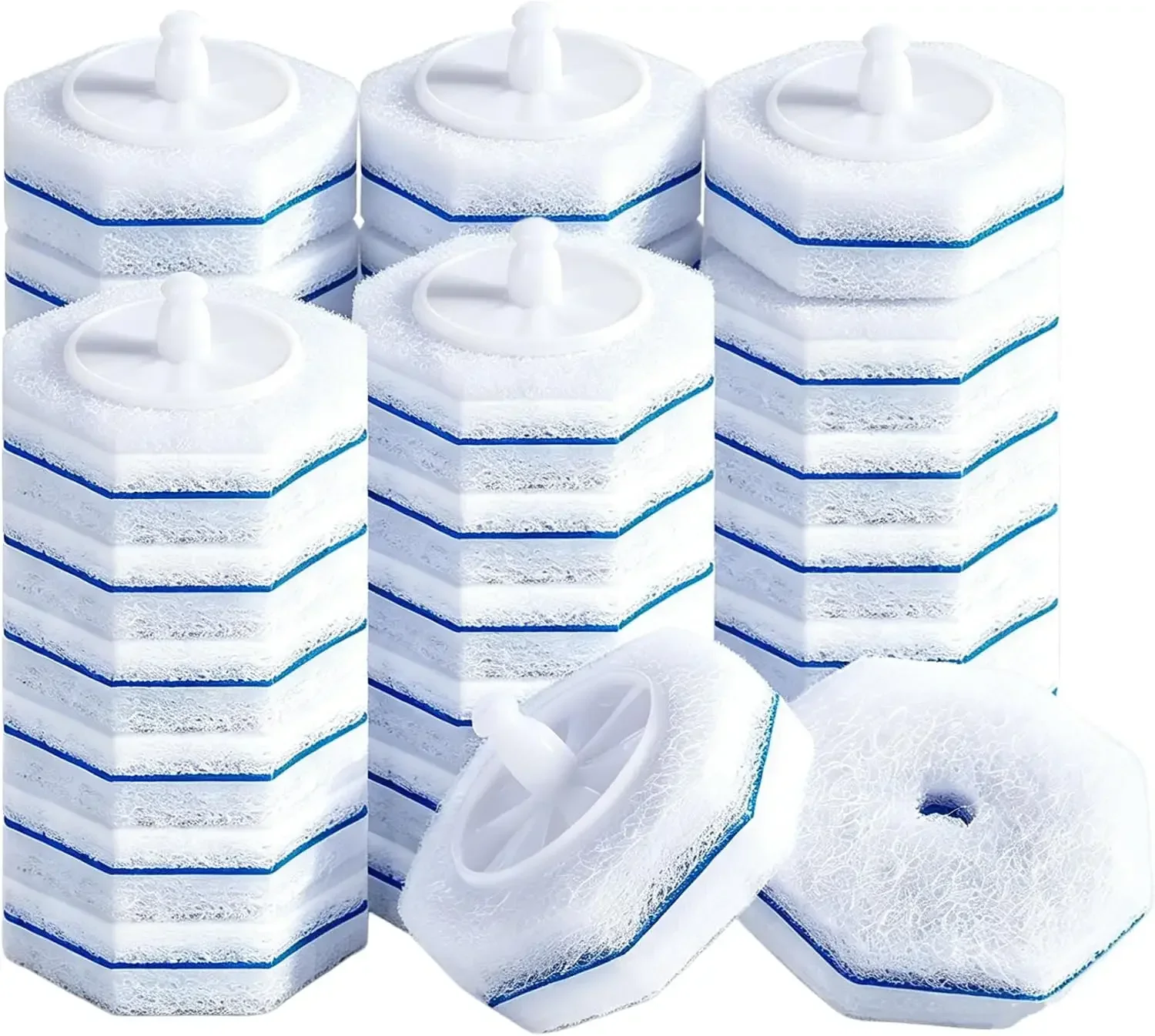 30/60ct Disposable Toilet Wand Refills Compatible with Clorox & Most Wands, Preloaded Cleaner Scrub Pads, Kills 99.9% Germs