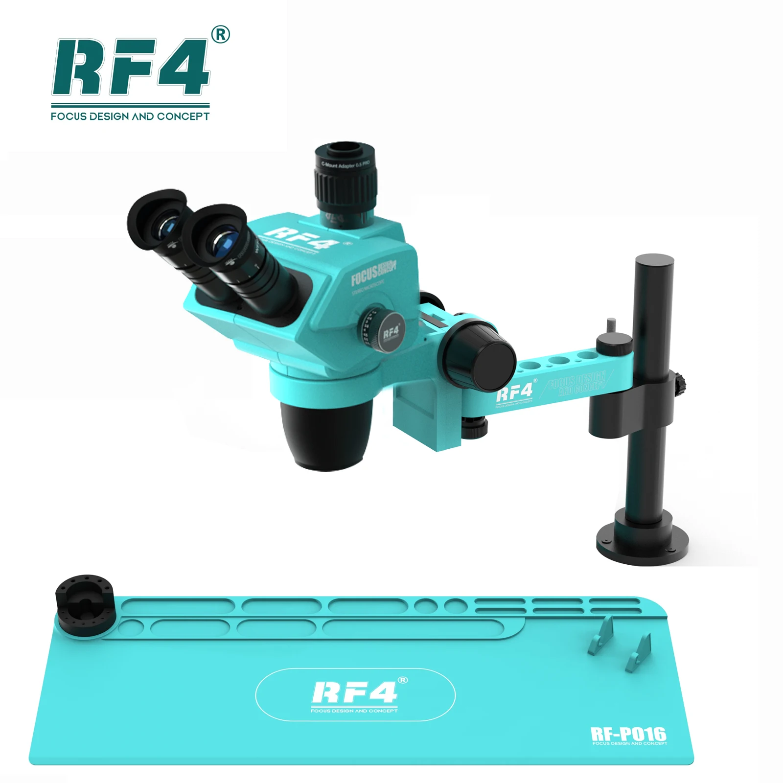 RF4 6.5-65X Precise Locking Magnification Zoom 360 ° Rotation Adjustable Swing Arm Universal Stereo Microscope RF6565PRO-FO19