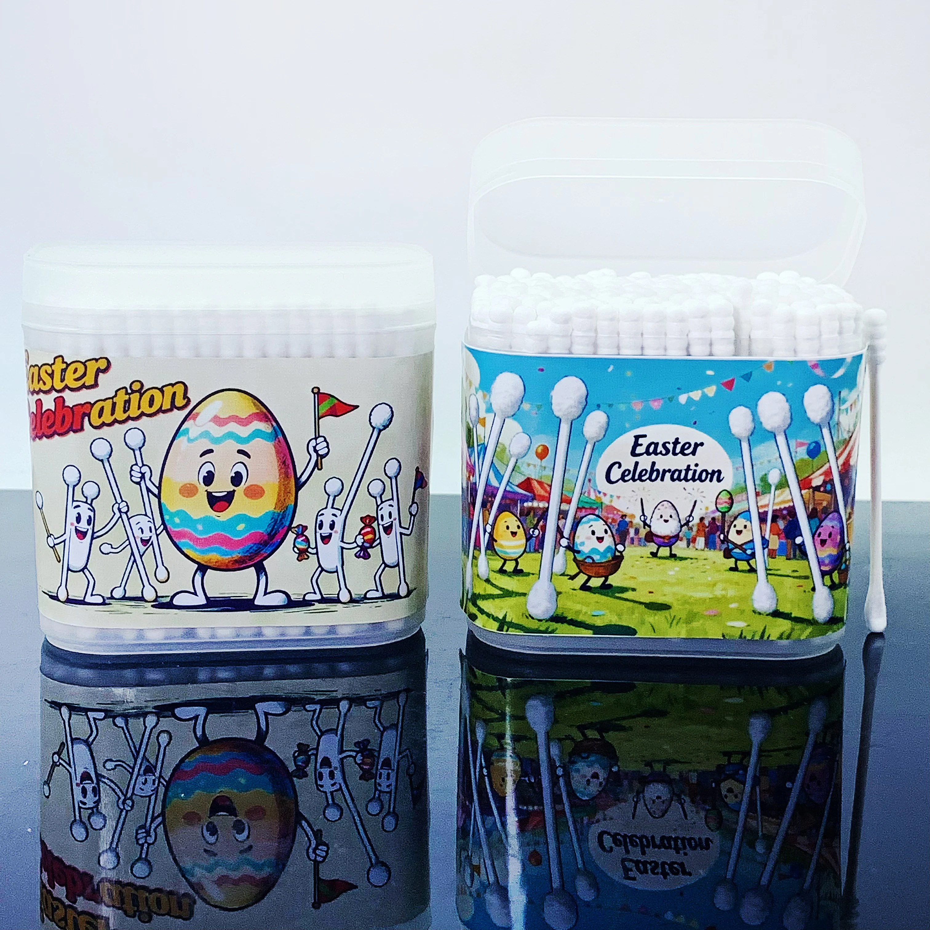 200 قطعة عيد الفصح تحت عنوان برأسين المسمار ملعقة مسحات القطن للبالغين ، أرنب بيضة عيد الفصح مهرجان أعواد قطنية العصي