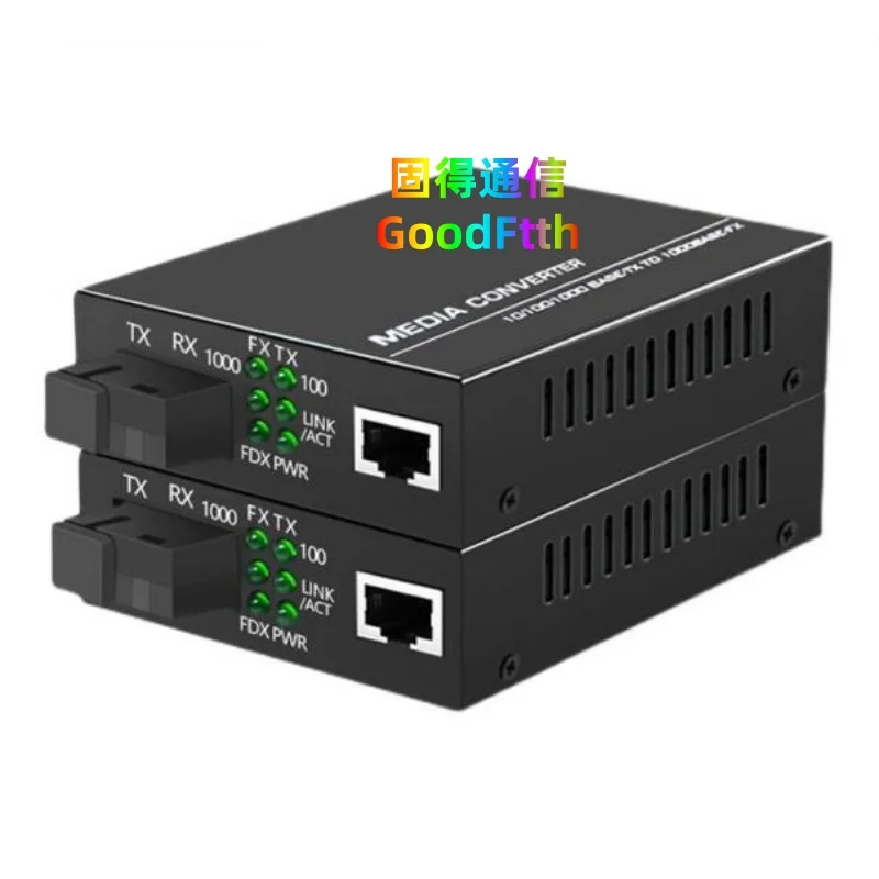 Gigabit Fiber Optic Media Converter 10/100/1000Mbps SM 20Km SC Port Dual Fiber GoodFtth