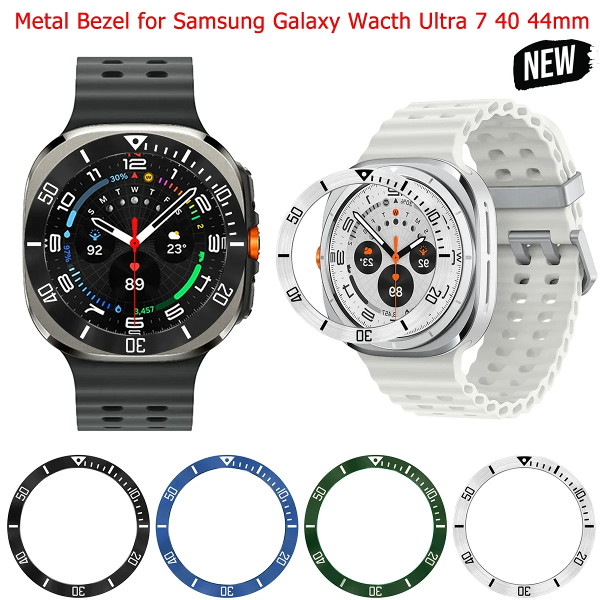 

Metal Bezel for Samsung Galaxy Wacth Ultra 7 40 44mm Smartwatch Adhesive Bumper Time Ring Case Decorate Galaxy Watch Accessories