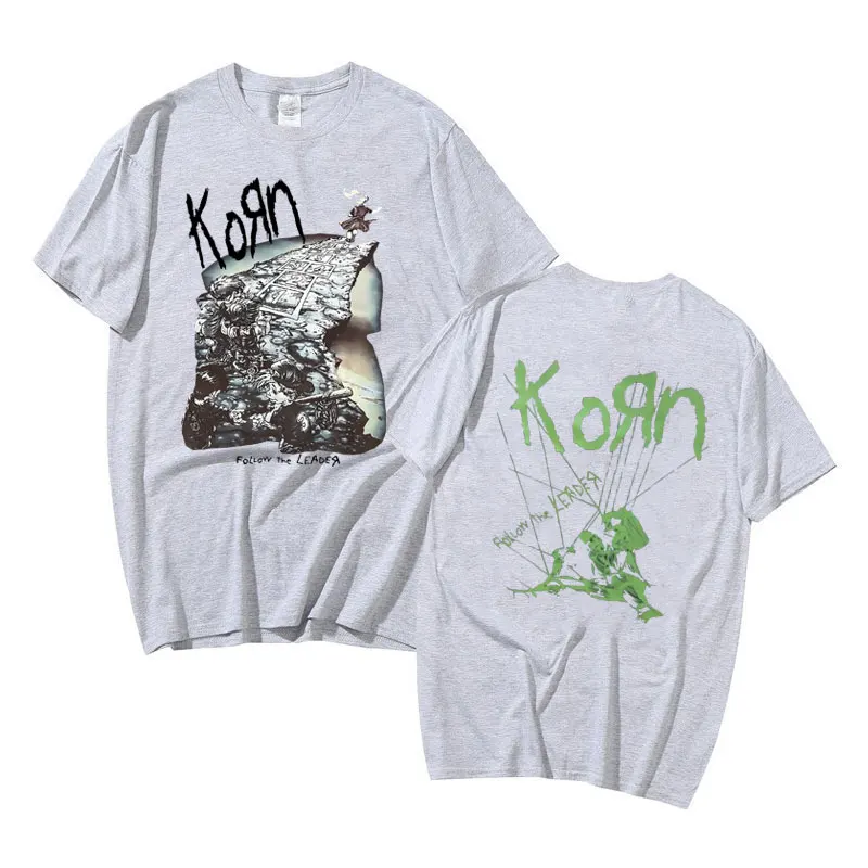 Rock Band Korn Ftl 25 Follow The Leader Graphic T Shirt Men Women Gothic Casual Oversized Tees Male T-shirts Mens Vintage Tshirt