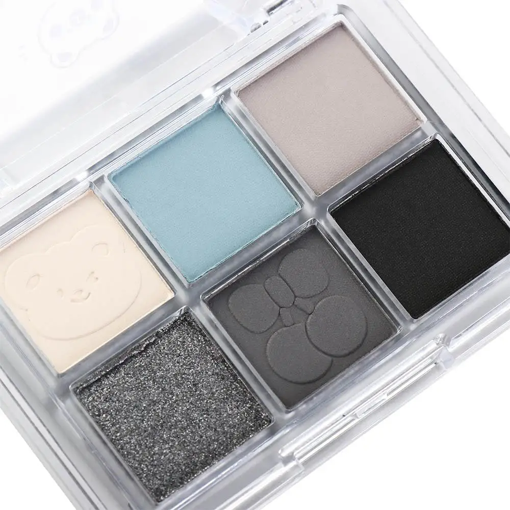 Waterproof 6 Color Eyeshadow Palette Portable Shimmer Black Eye Pigments Brighten Highlighter Blue Smoked Eye Shadow Girls