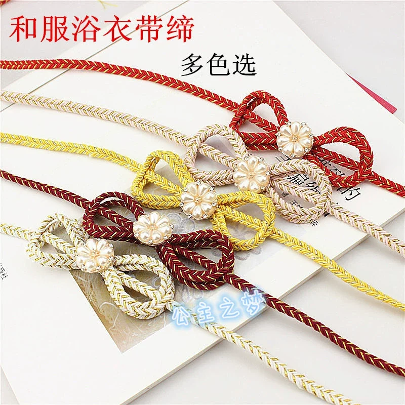 เข็มขัดโอบิอเนกประสงค์แบบใหม่สำหรับชุดกิโมโนและยูกาตะ |   ดีไซน์รูปทรงดอกไม้ผีเสื้อประดับด้วยไข่มุกและคริสตัล โอบิ-จิเมะ ที่ประณีตอย่างยิ่ง