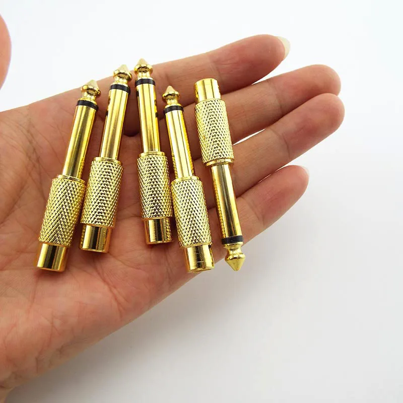 2 шт., аудио-адаптер с моно-штекером 6,35 мм 1/4 дюйма на гнездо RCA 6,5 мм на гнездо AV, золотой разъем TS для дома KTV L1