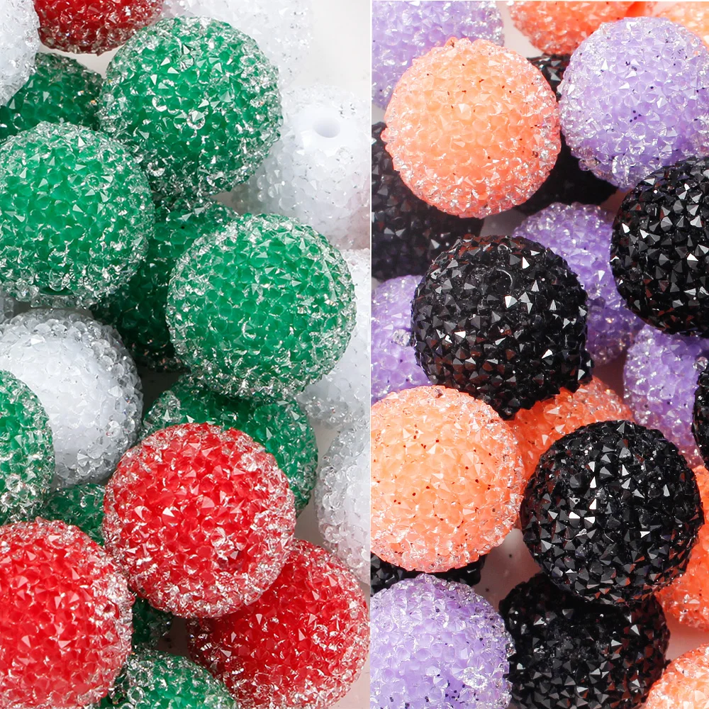 16mm 5pcs Halloween and Christmas  Colors Water Crystal Round Crystal & Sugar Coated Beads - DIY Jewelry Making & Craft Supplies