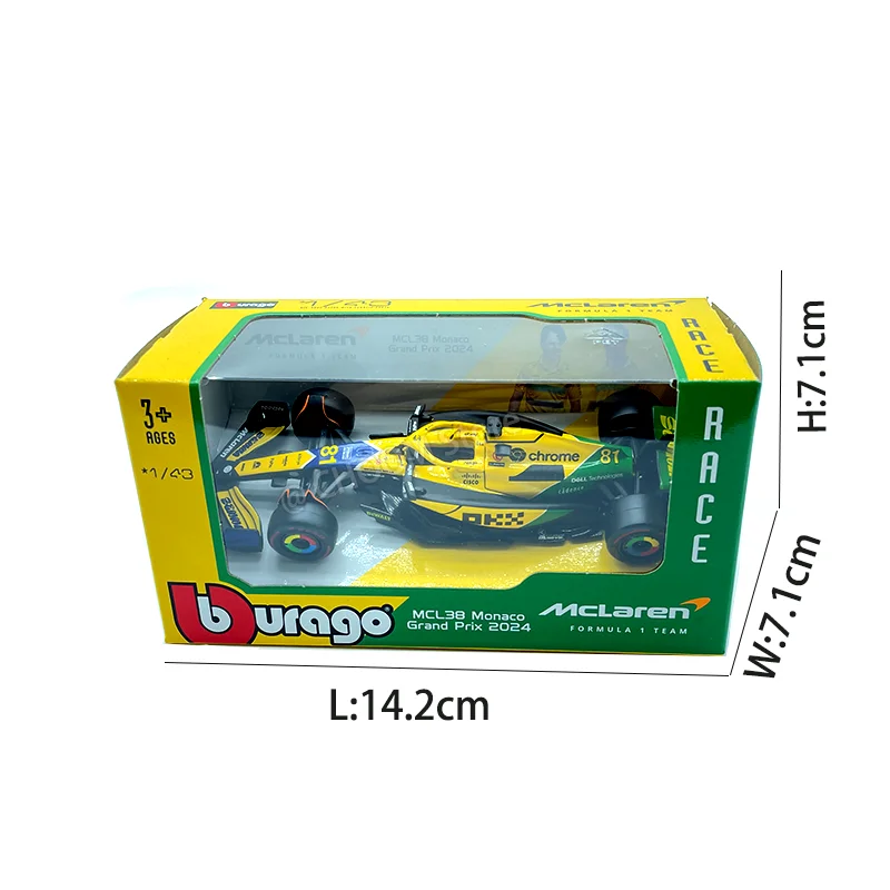 Bburago 1:43 McLaren F1 MCL38 2024 Miami GP Formel 1 Legierungs-Modellauto # 4 Lando Norris # 81 Oscar Piastr Spielzeuggeschenk – Detail 15