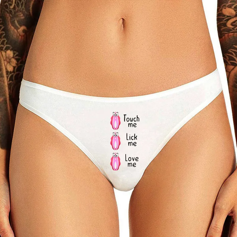 Suck Me Rainbow Icecream Print Fashion Women Sexy Seamless Thong Underwear Funny Panties for Women Sexy Low Waist