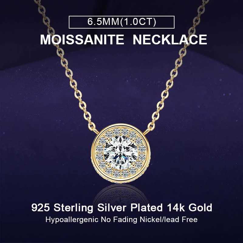 

IOGOU 1CT vvs1 D цвет Муассанит круглый бриллиант кулон ожерелье для женщин стерлингового серебра 925 пробы помолвка роскошные ювелирные изделия подарок