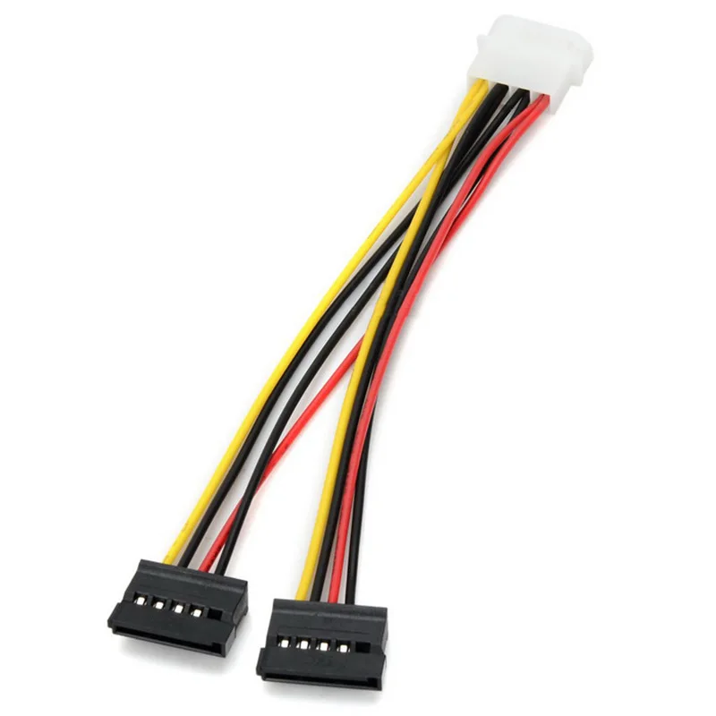 1pcs Serial ATA SATA 4 Pin IDE Molex to 2 of 15 Pin HDD Power Adapter Cable Hot Worldwide Promotion
